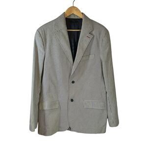 Marc Ecko Black Pinstriped Single Breast Lined Blazer Jacket Mens Large